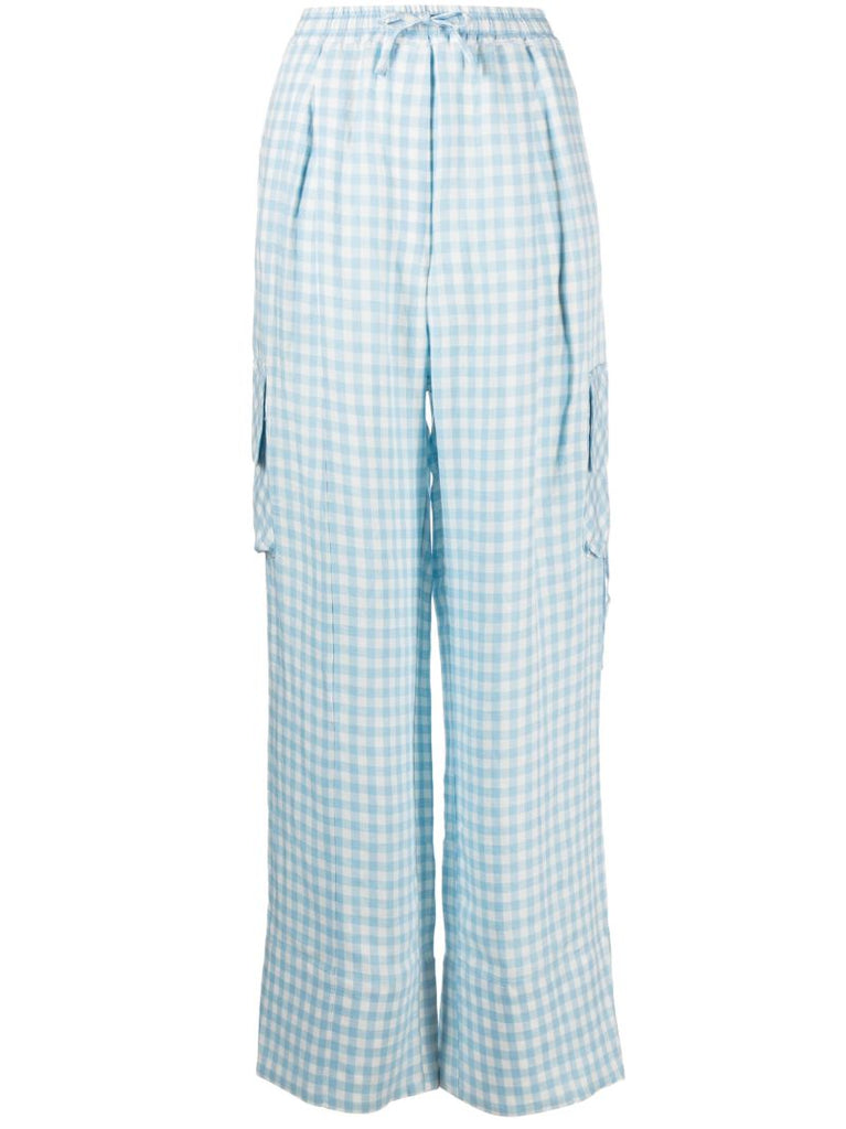 Blue Safari Gingham Cargo Trousers