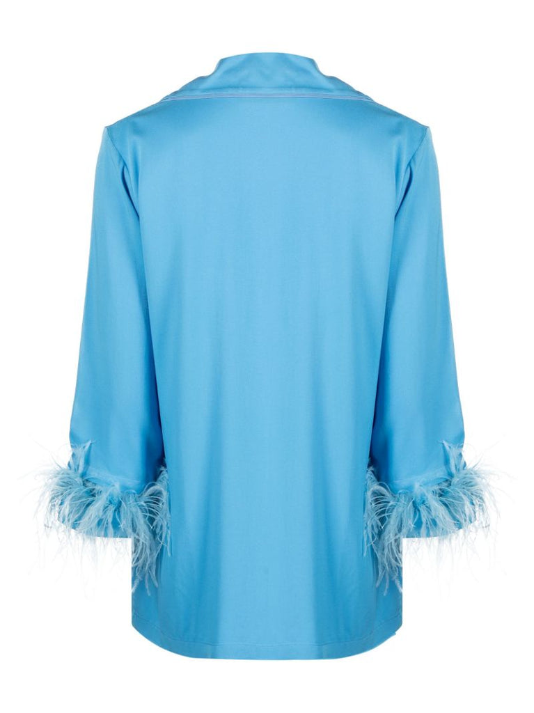 Blue Party Feather Trim Pyjamas