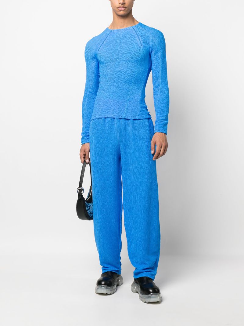 Blue Sadaf Textured Track Pants