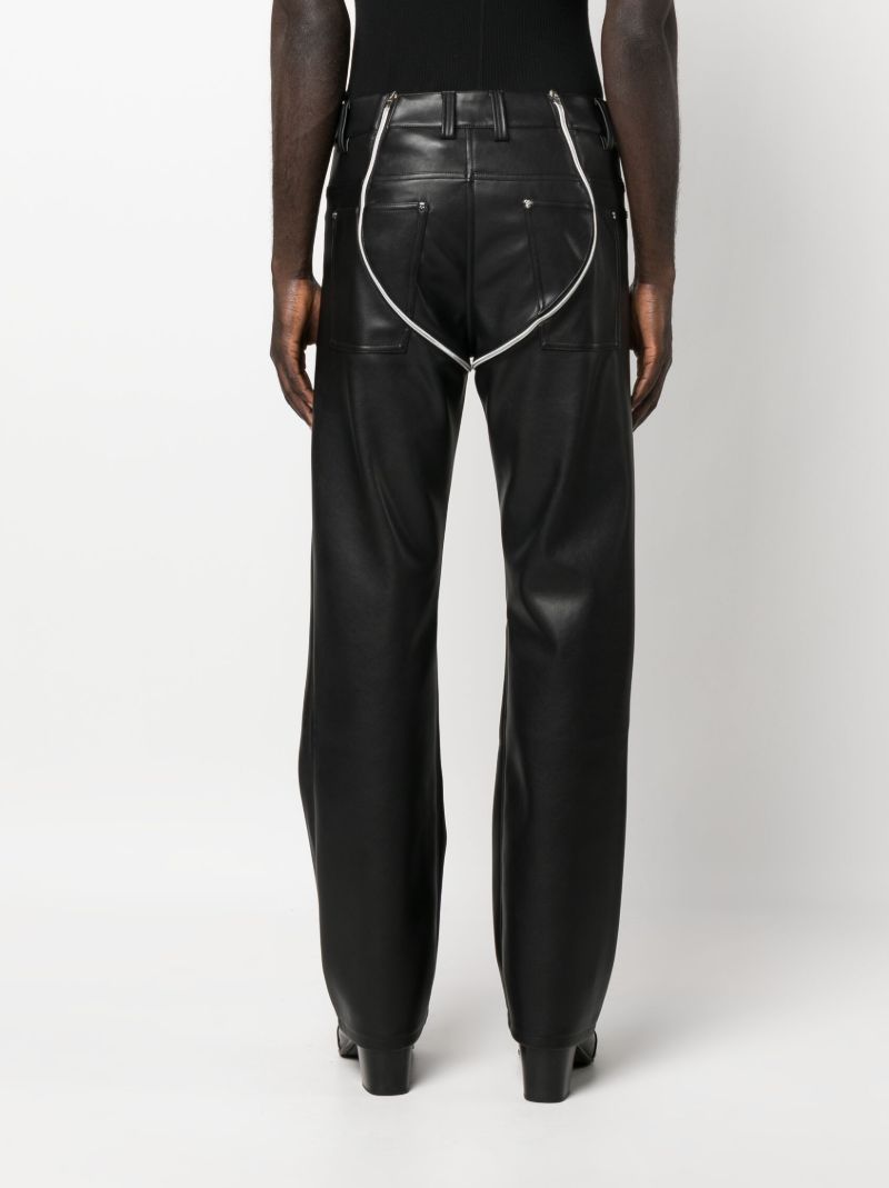 Black Double Zip Faux-leather Trousers