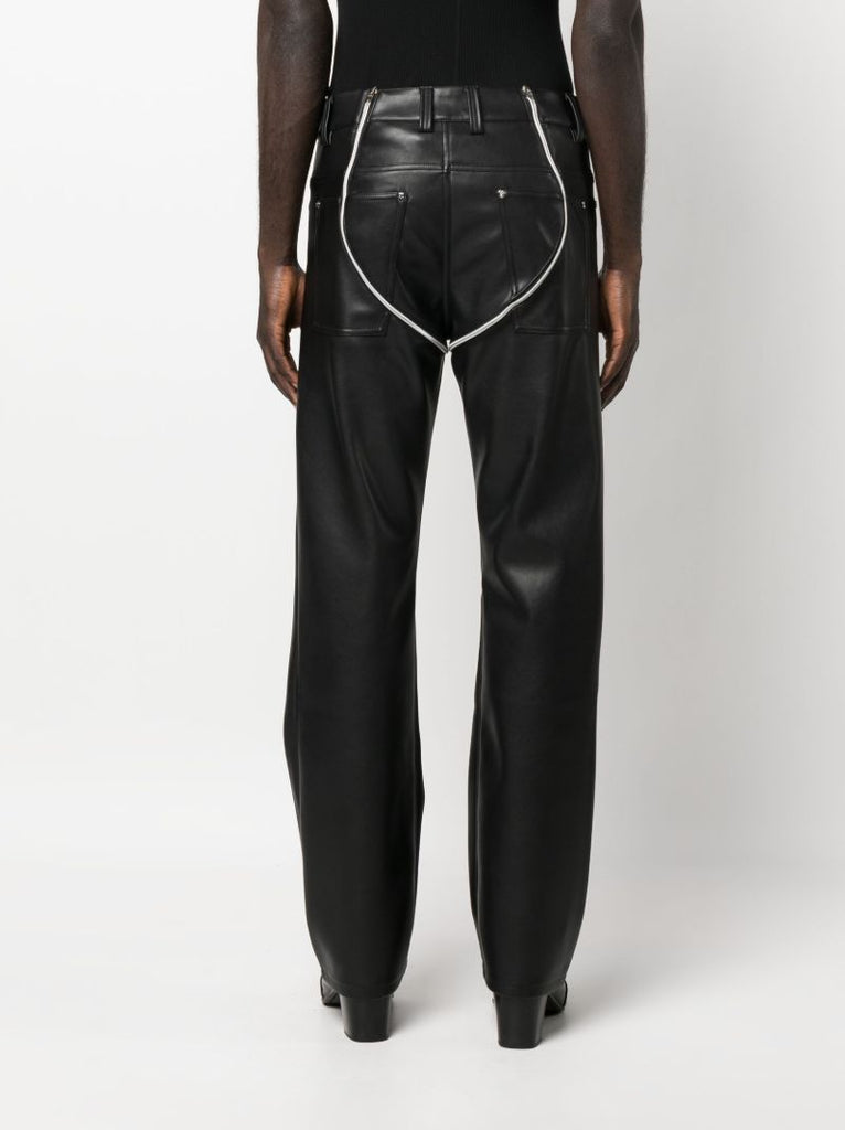 Black Double Zip Faux-leather Trousers