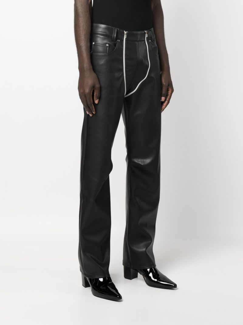 Black Double Zip Faux-leather Trousers