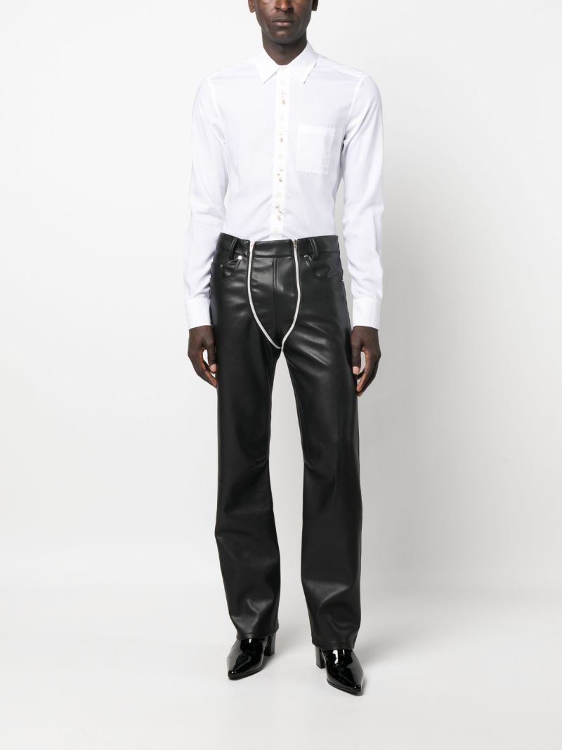 Black Double Zip Faux-leather Trousers