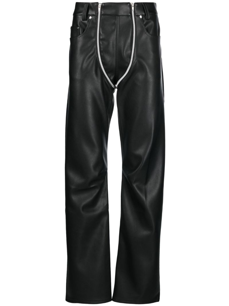 Black Double Zip Faux-leather Trousers