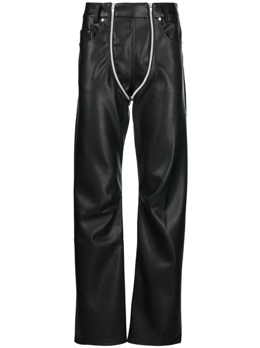 Black Double Zip Faux-leather Trousers