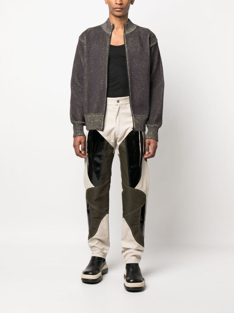 Beige Patchwork Vinyl Trousers
