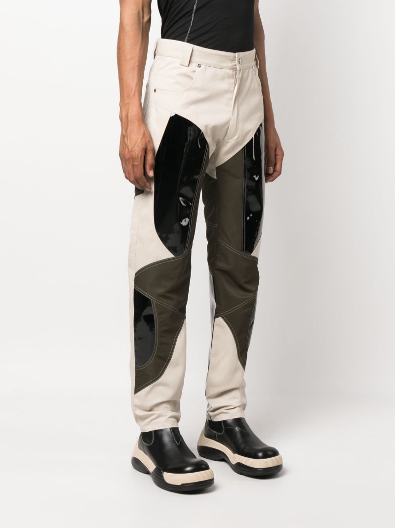 Beige Patchwork Vinyl Trousers
