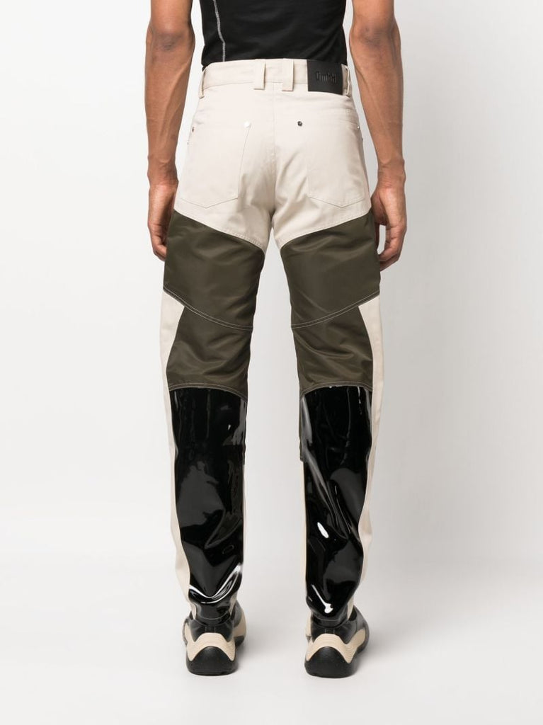 Beige Patchwork Vinyl Trousers