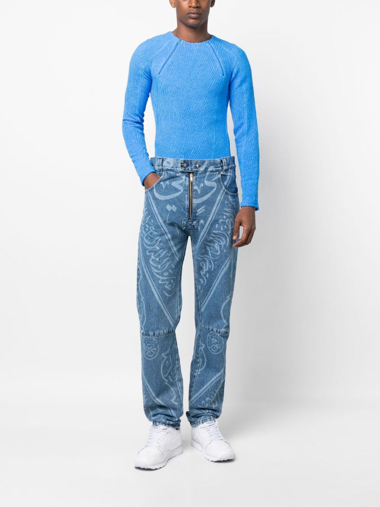 Blue Graphic Print Jeans