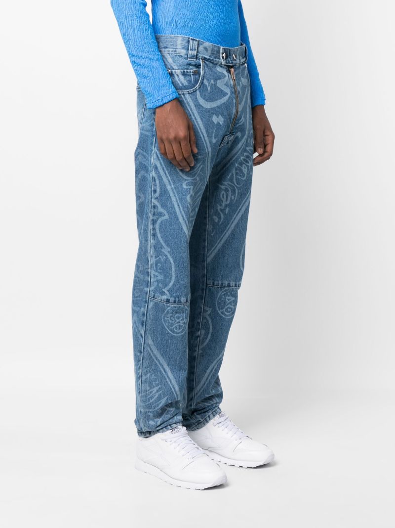 Blue Graphic Print Jeans