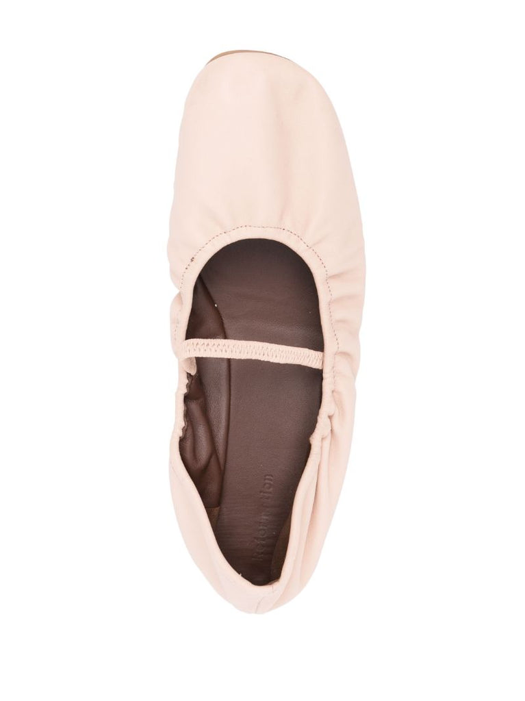 Pink Buffy Leather Ballet Pumps