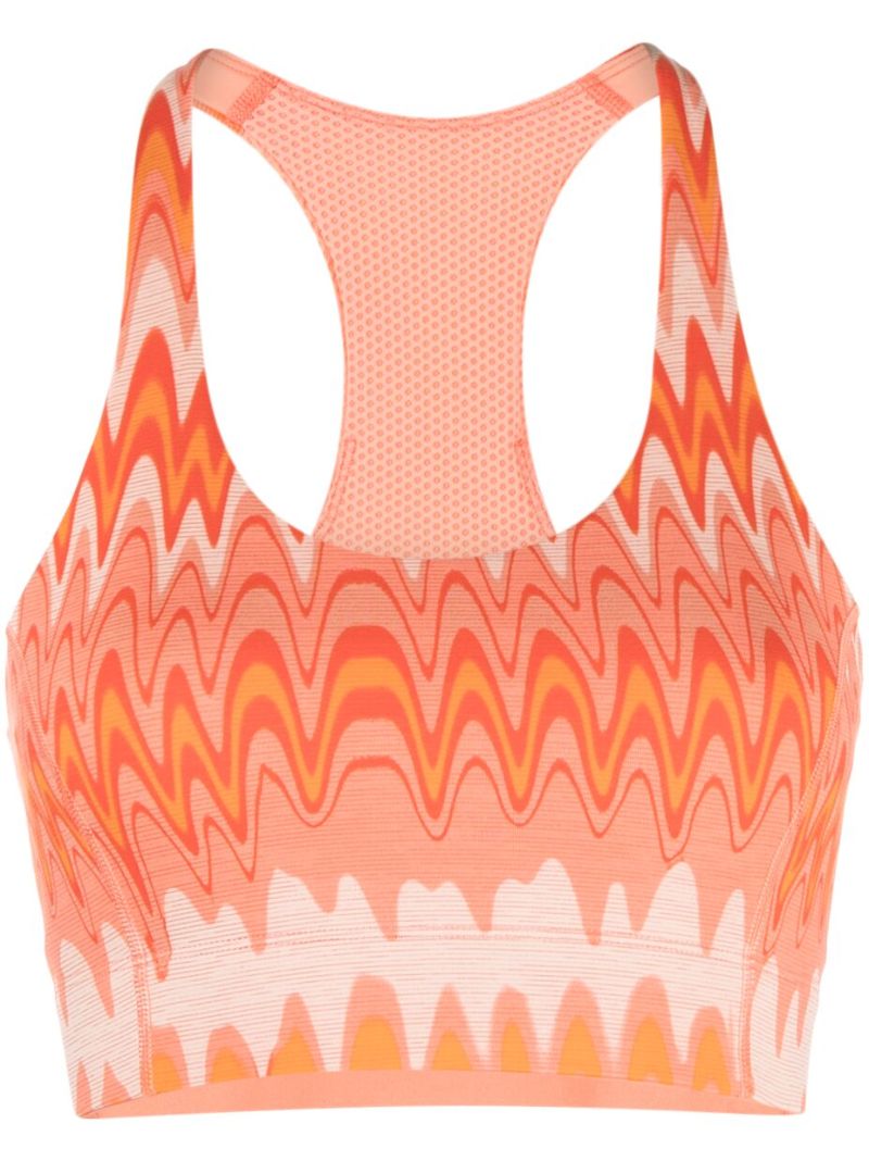 Orange Doing Things Thrive Printed Sports Bra
