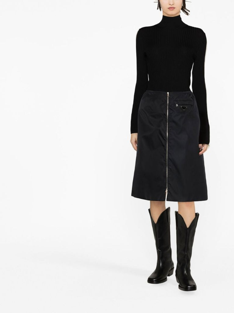 Black Ribbed Wool Sweater