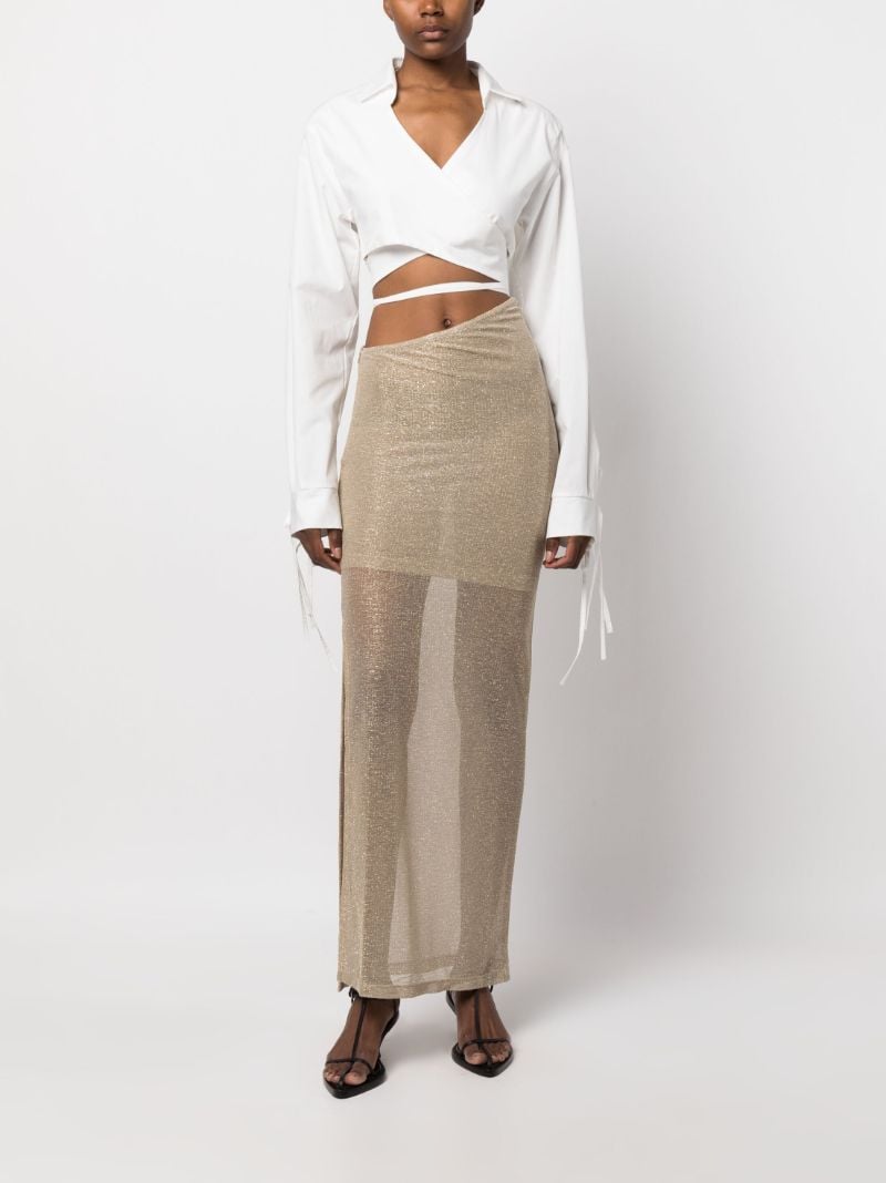 Gold-tone Sparkling Asymmetric Maxi Skirt