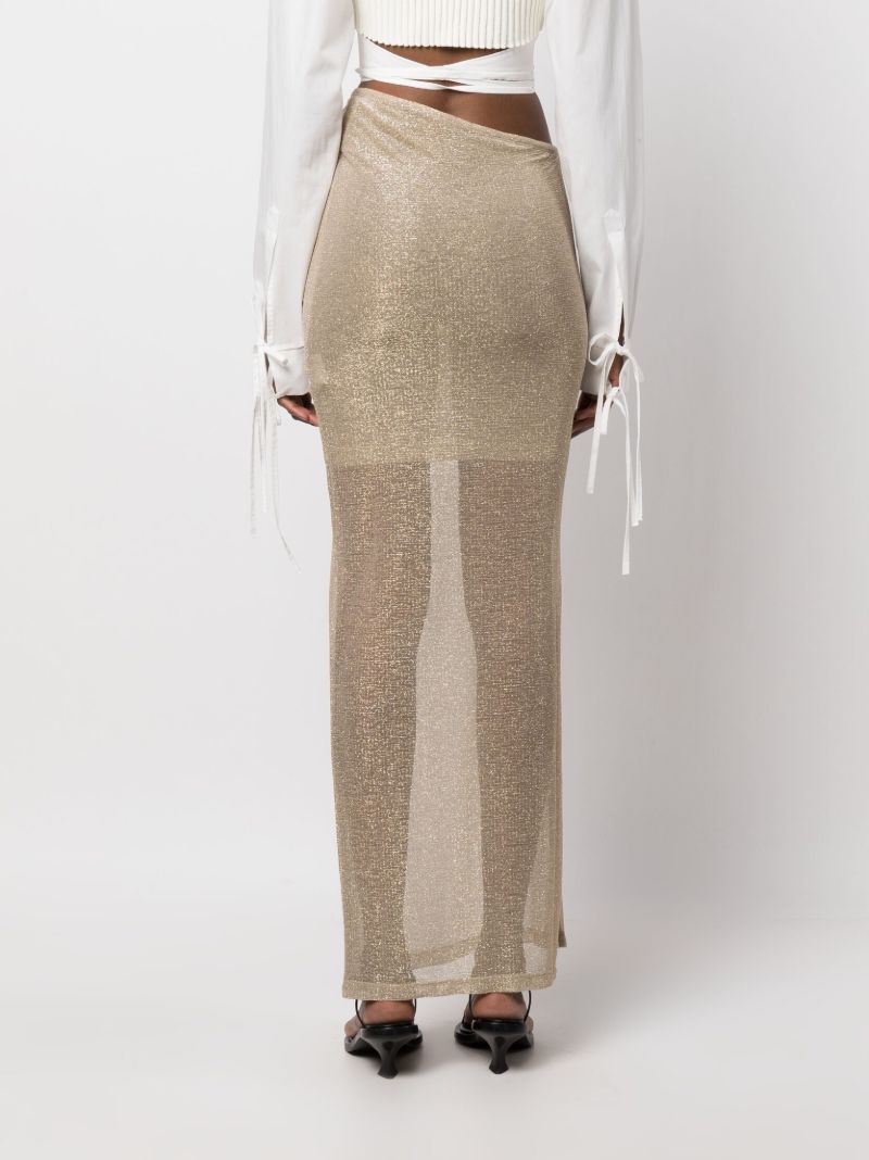 Gold-tone Sparkling Asymmetric Maxi Skirt