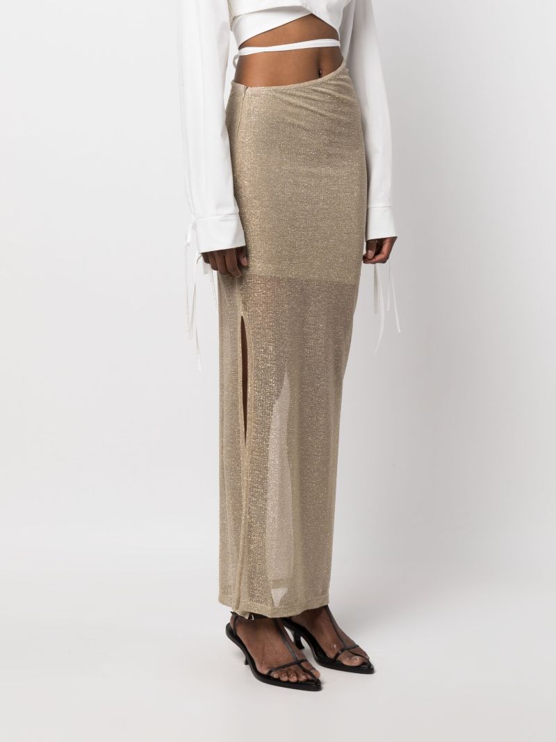 Gold-tone Sparkling Asymmetric Maxi Skirt