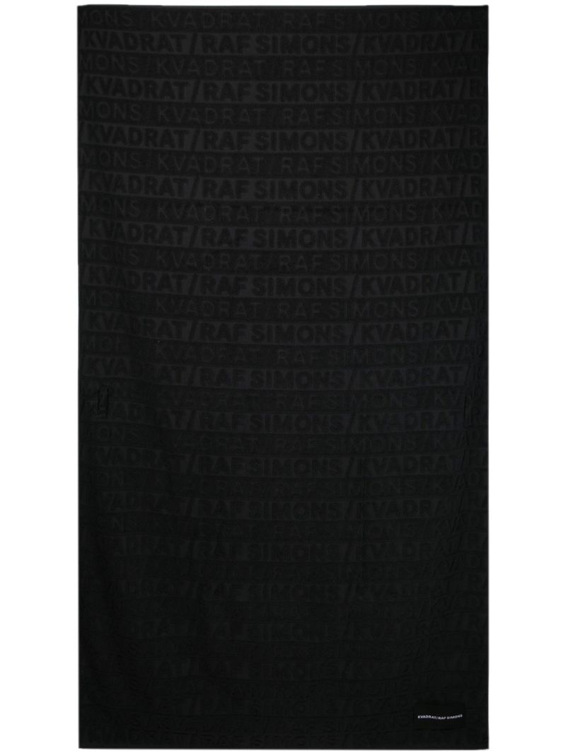 X Raf Simons Black Logo Jacquard Towel
