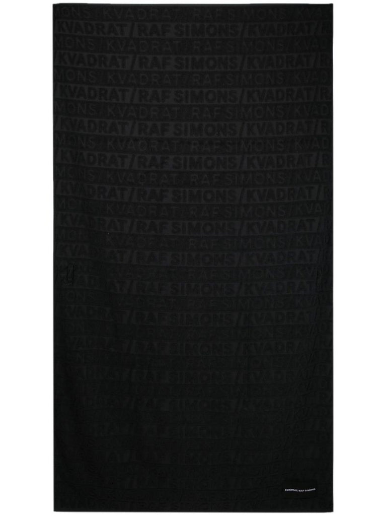 X Raf Simons Black Logo Jacquard Towel