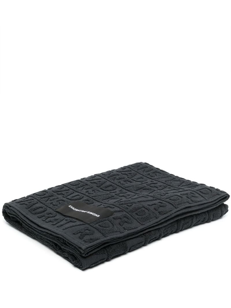 X Raf Simons Black Logo Jacquard Towel