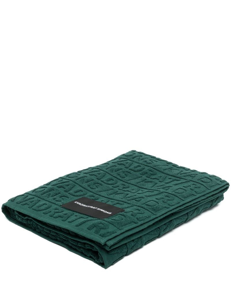 X Raf Simons Green Logo Jacquard Towel
