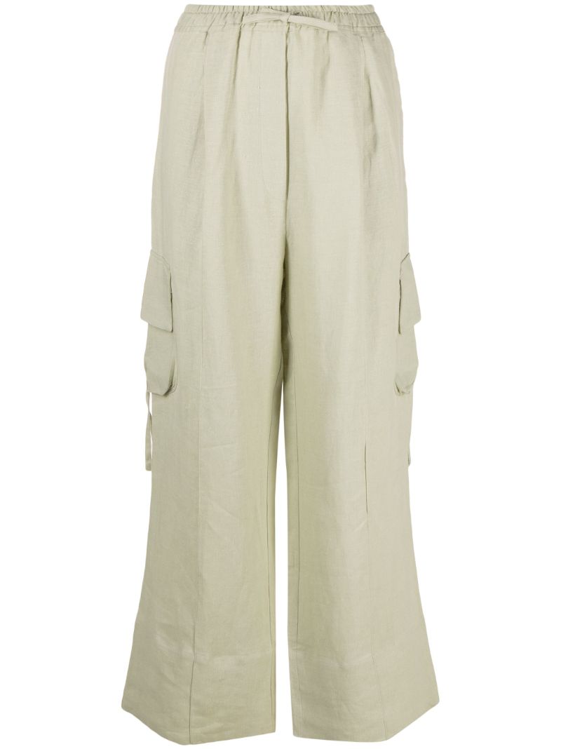 Green Safari Linen Cargo Trousers