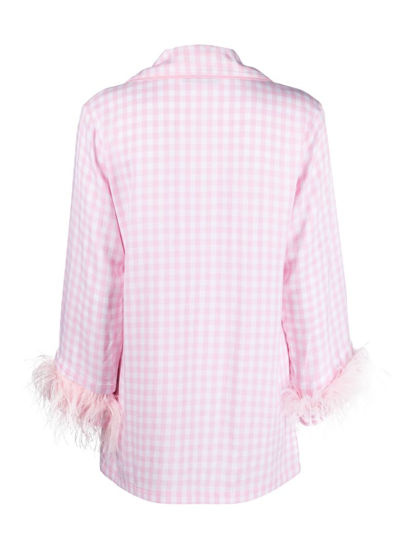 Pink Party Gingham Feather Trim Pyjamas