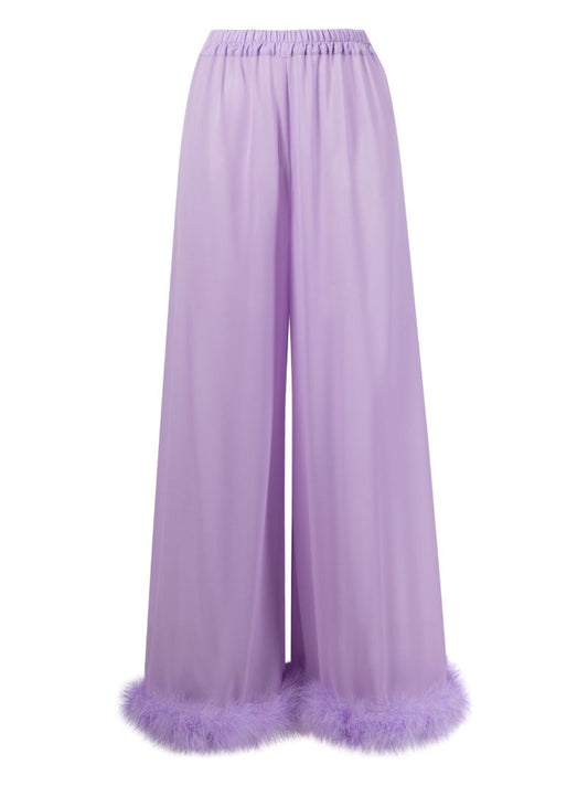 Purple Fluffy You Feather Trim Pyjama Bottoms