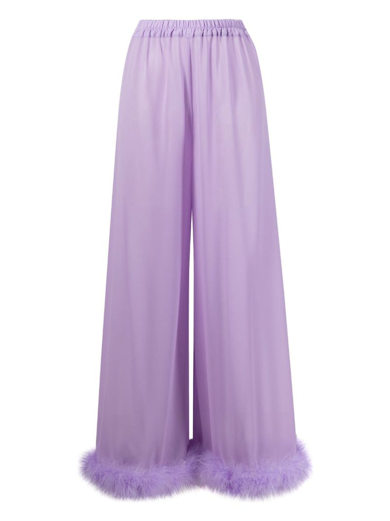 Purple Fluffy You Feather Trim Pyjama Bottoms