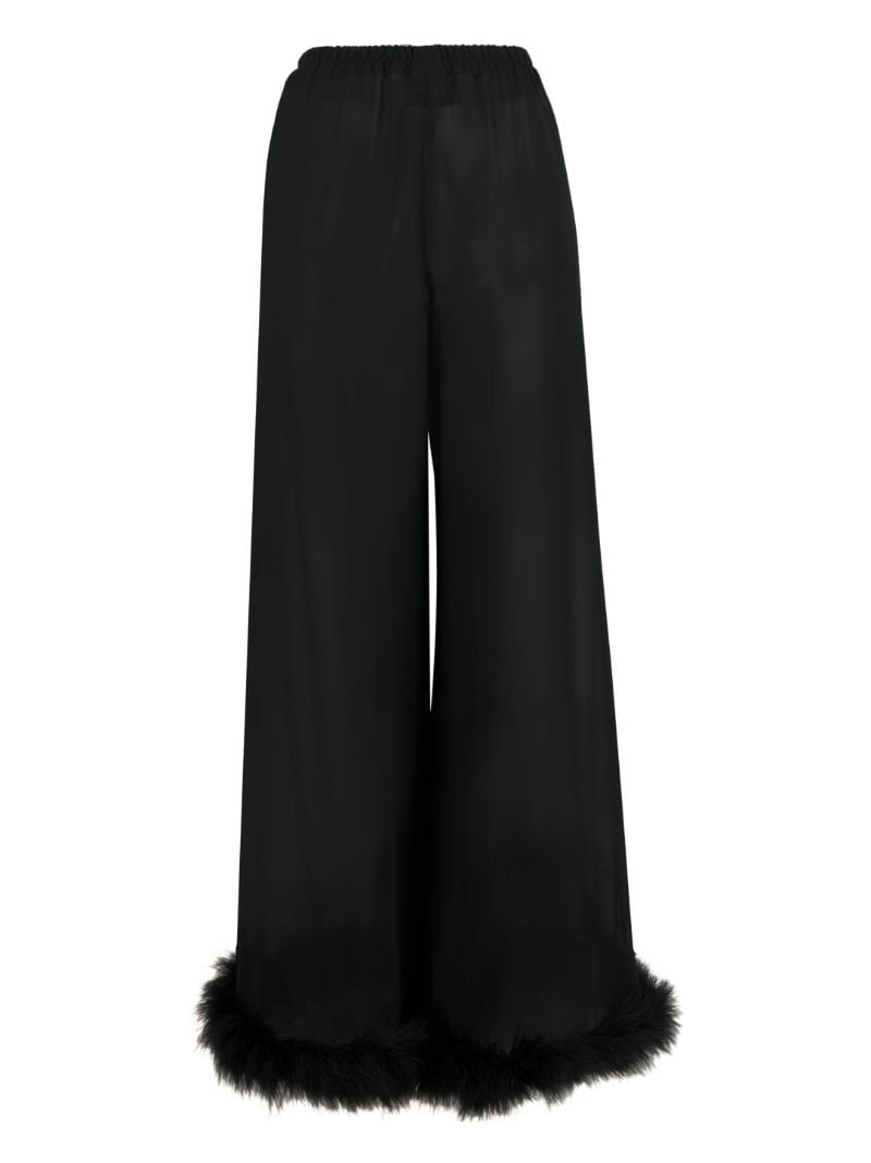 Black Boudoir Feather Trim Pyjama Bottoms