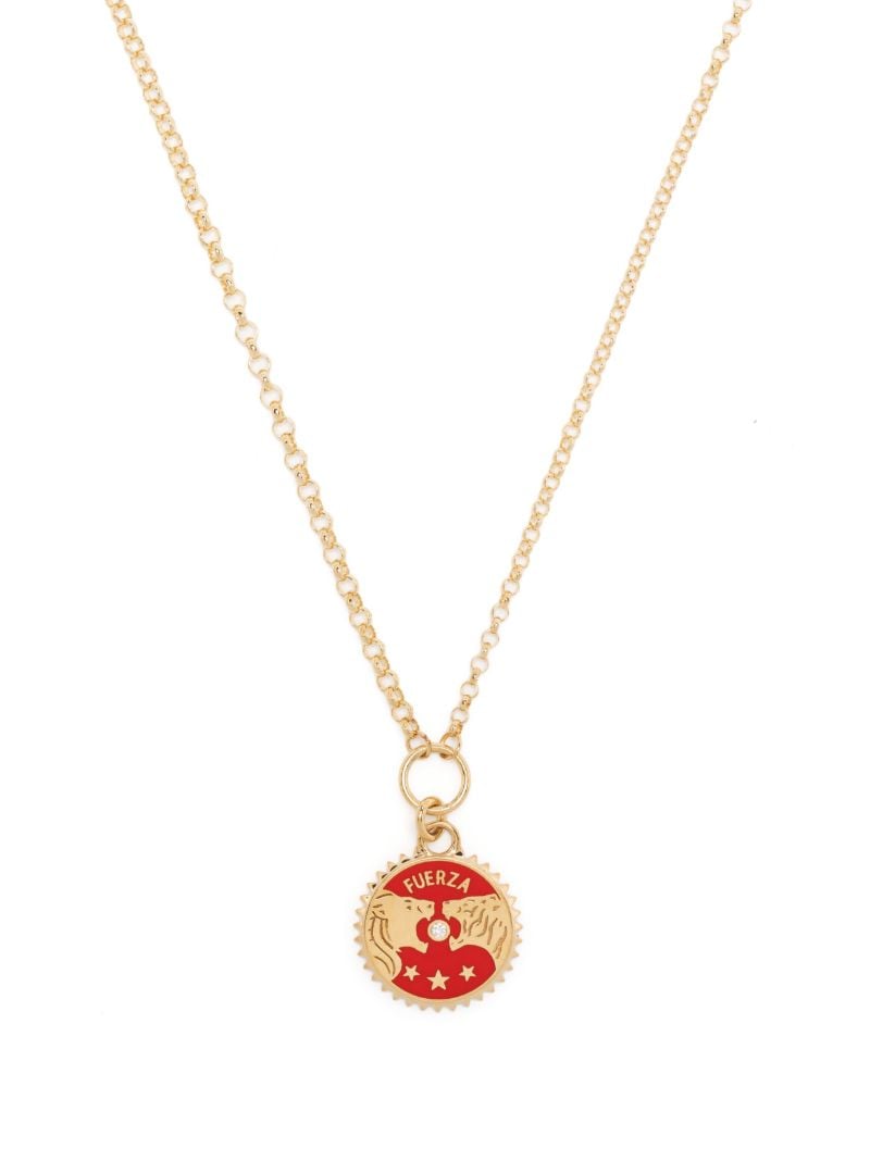 18k Yellow Gold Solar Lunar Strength Small Belcher Chain Diamond Necklace