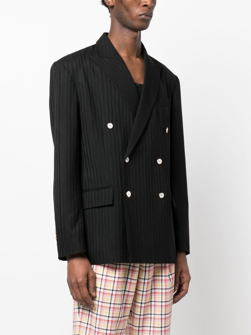 Black Double Breasted Wool Blazer