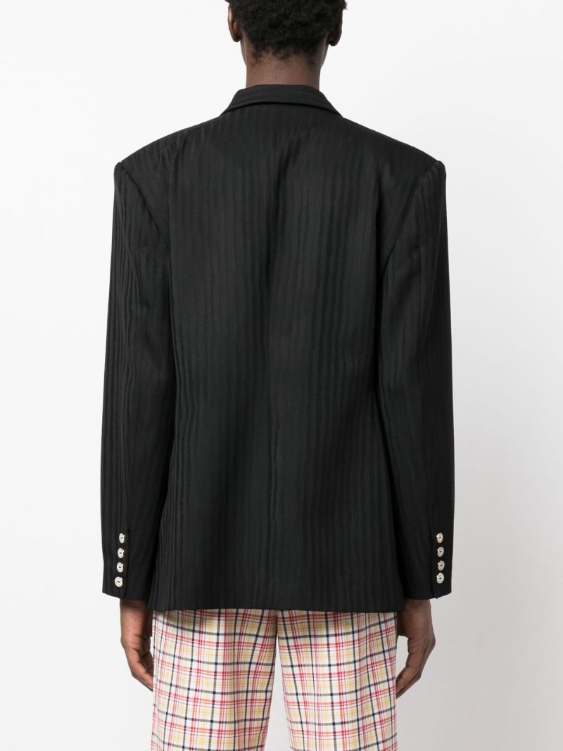 Black Double Breasted Wool Blazer