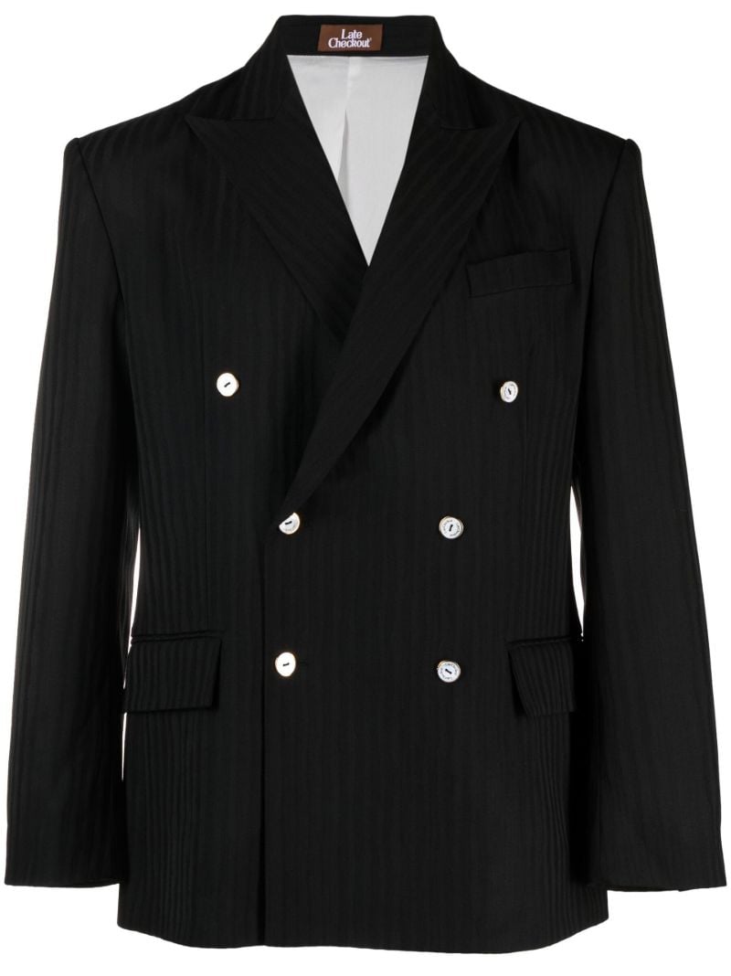 Black Double Breasted Wool Blazer