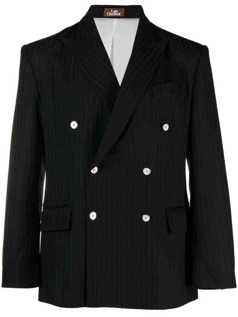Black Double Breasted Wool Blazer