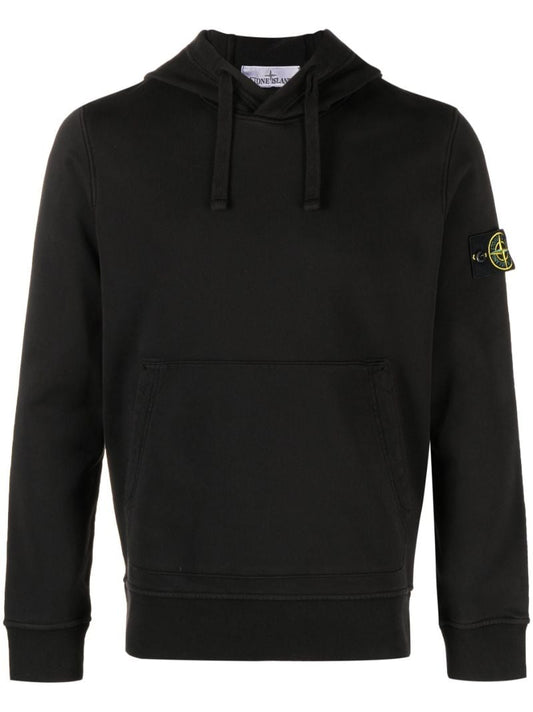 Black Drawstring Cotton Hoodie