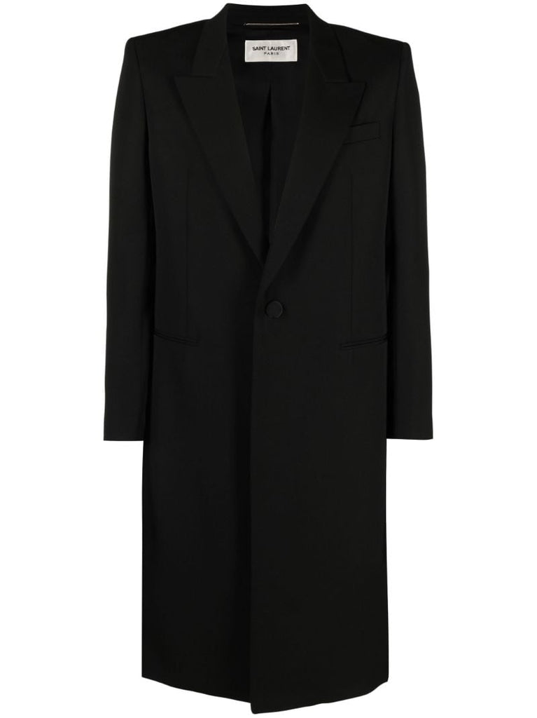 Black Single-breasted Wool Coat
