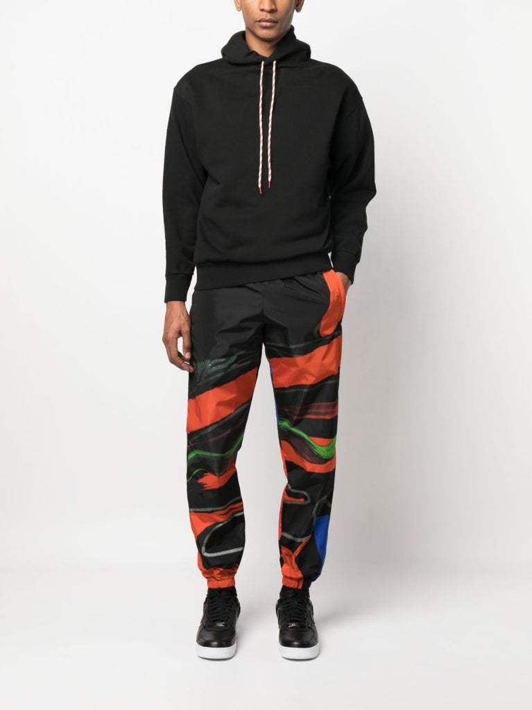 Black Graphic Print Tapered Trousers