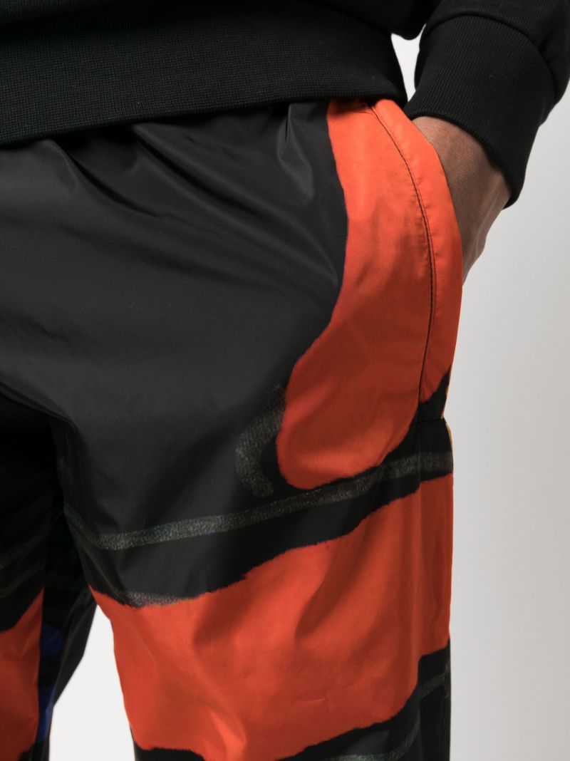 Black Graphic Print Tapered Trousers
