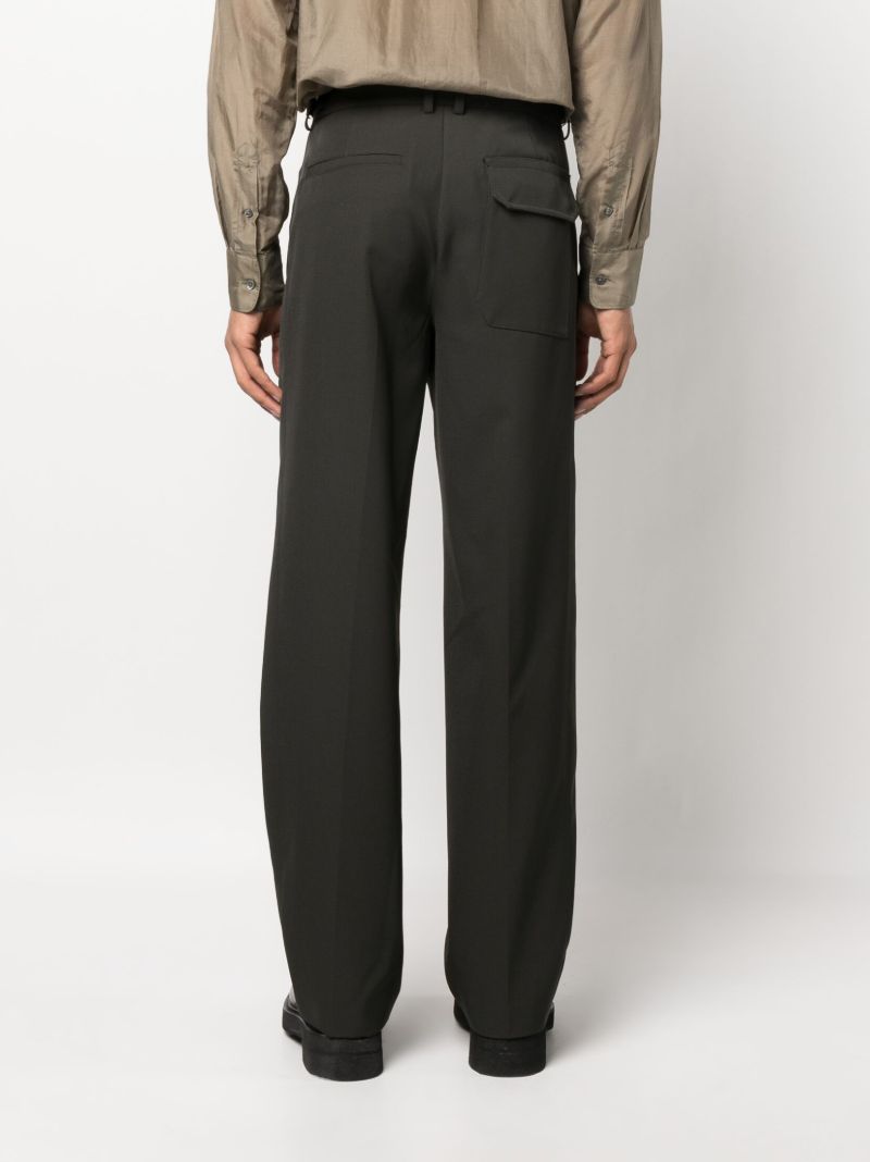 Green Straight-leg Tailored Trousers