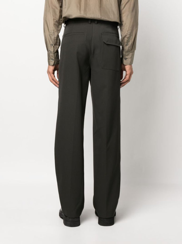 Green Straight-leg Tailored Trousers