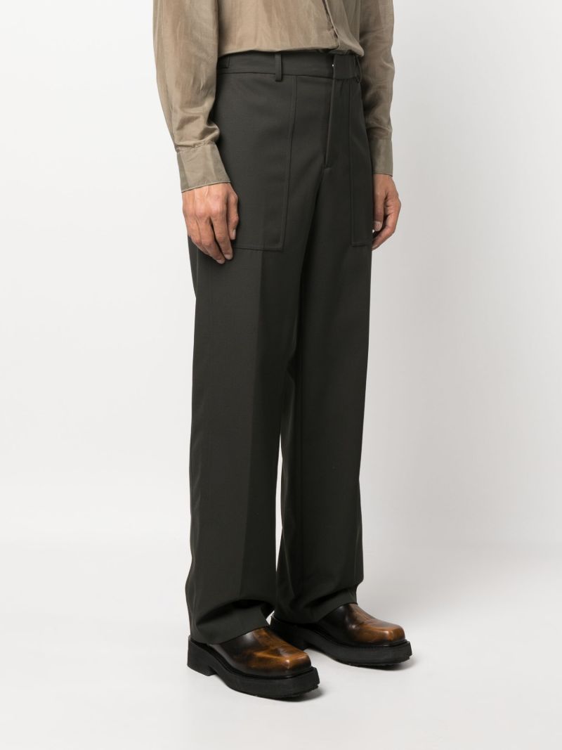 Green Straight-leg Tailored Trousers