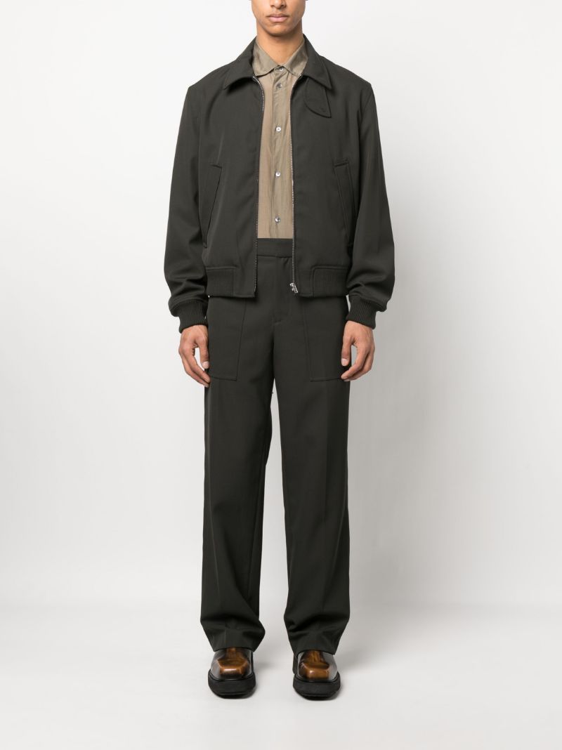 Green Straight-leg Tailored Trousers