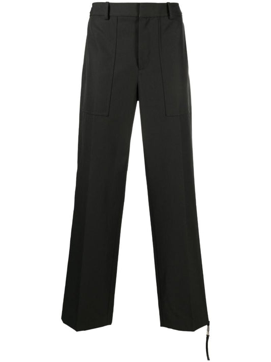 Green Straight-leg Tailored Trousers