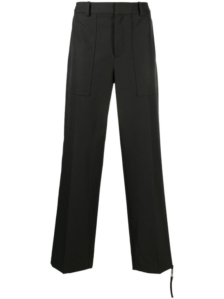 Green Straight-leg Tailored Trousers