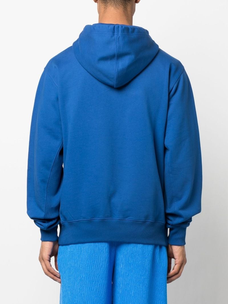 Blue Cut-off Logo Print Hoodie