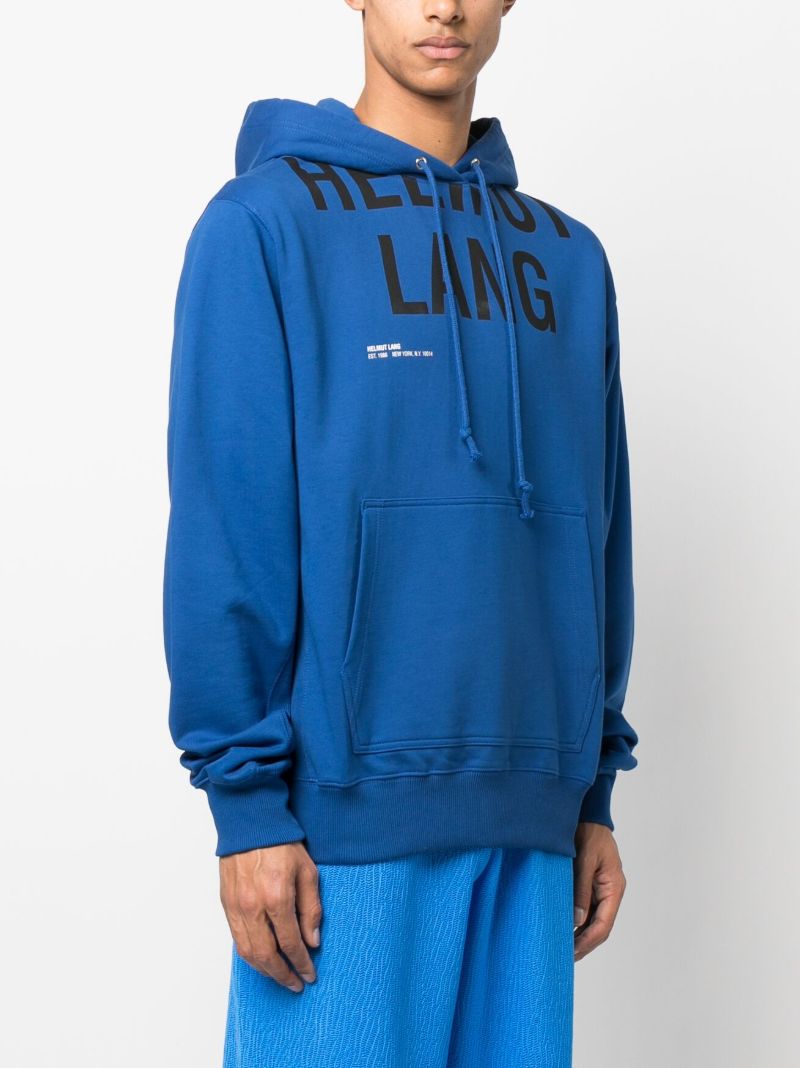 Blue Cut-off Logo Print Hoodie