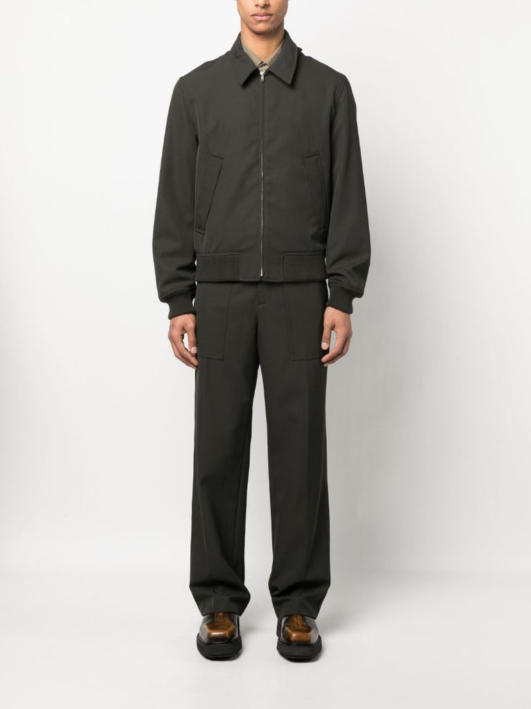 Green Twill Bomber Jacket