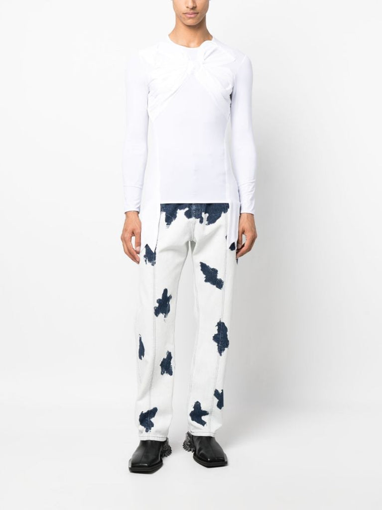 White Bow-appliquÃ_x0083_Â© Long-sleeved T-shirt