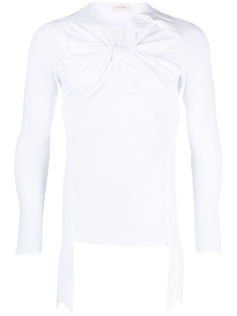 White Bow-appliquÃ_x0083_Â© Long-sleeved T-shirt