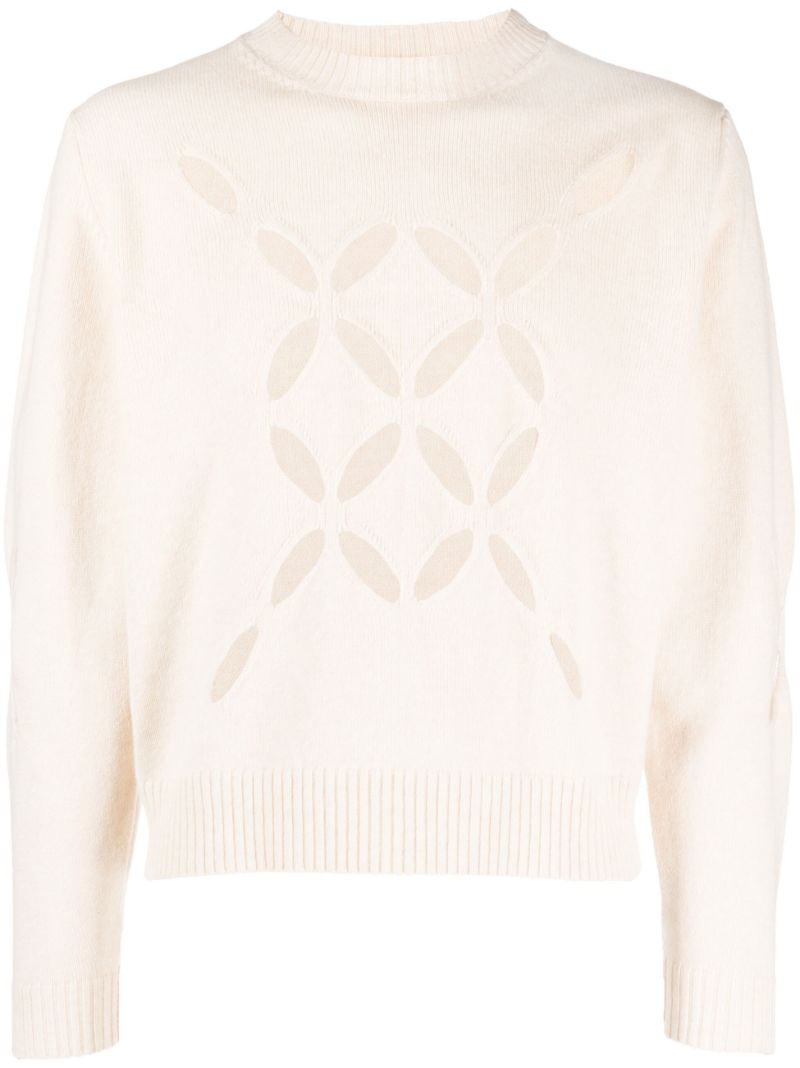 White Slashed Wool Jumper